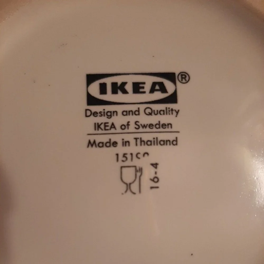 Ikea Finstilt Ceramic Mug White with Blue and Orange Flower 10 oz